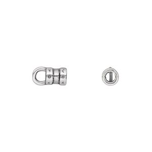 Crimp end, JBB Findings, antique silver-plated pewter (tin-based alloy), 6x5mm tube with loop, 2.75mm inside diameter. Sold per pkg of 2.