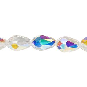 Bead Celestial Crystal® 1pkg40, 11X7.5mm-12X8mm teardrop / 66 facets, translucent clear AB