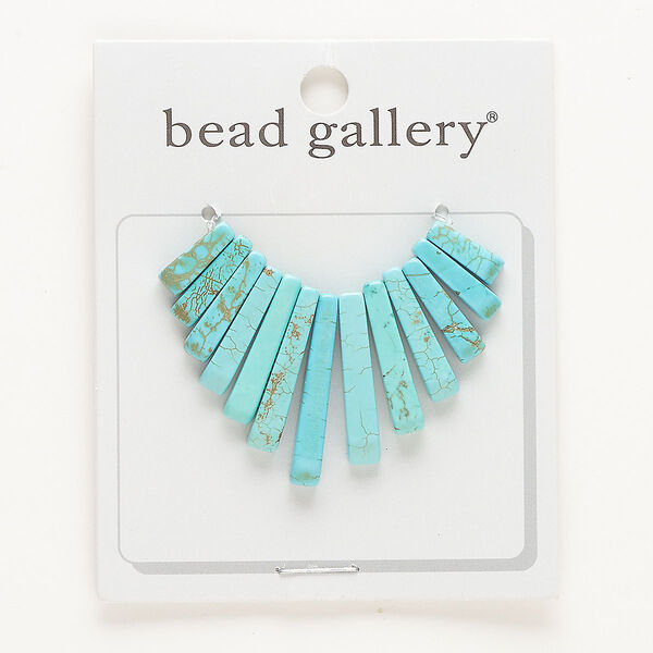 Focal, "turquoise" (resin) (imitation), blue, 13x4mm-30x6mm fan. Sold per pkg of 13. image number 0