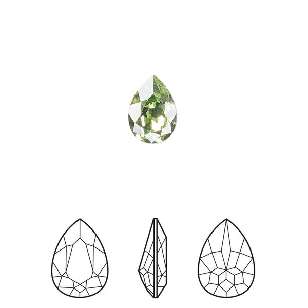 Fancy stone 144pk peridot foil back, Swarovski&reg; ReCreated&trade; 10x7mm pear 4320 image number 0