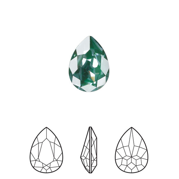 Fancy stone 4pk crystal pine green ignite LacquerPRO, Crystal Passions® 14x10mm pear 4320 image number 0