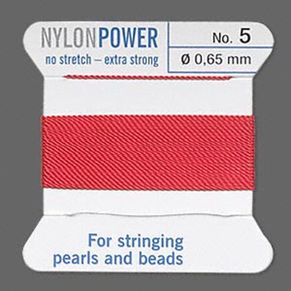 Thread, Griffin, nylon, red, size #5. Sold per 2-meter card (approximately 78 inches). image number 0