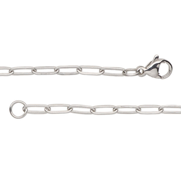 Chain, stainless steel, 2.6mm paperclip 24 inches with lobster claw clasp. Sold individually. image number 0