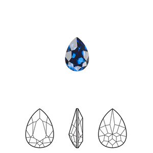 Fancy stone 2pk dark sapphire foil back, Crystal Passions® Regenerated 10x7mm pear 4320