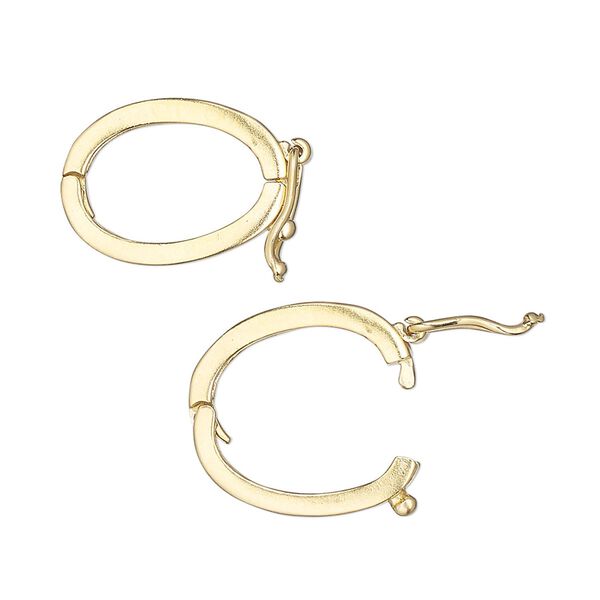 Clasp, JBB Findings, twister style with safety, "vermeil," 19.5x13.5mm hinged oval. Sold individually. image number 0