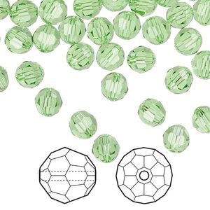 Bead 144pk peridot, Crystal Passions® 6mm round 5000