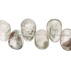 Lodolite 1pkg1, hand-cut top-drilled / center-drilled faceted Hawaiian chip bead natural 7 inch extra-large