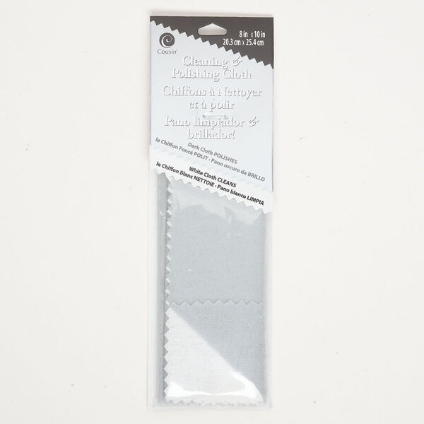 Polishing cloth 1pkg2, white and grey, 10x8-inch rectangle. image number 0