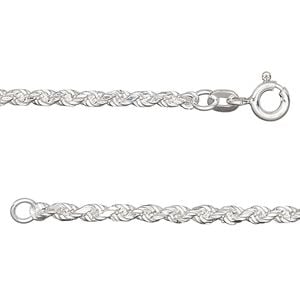 Chain 1pkg1 sterling silver French rope, 2.75mm / mixed clasp, 18 inch
