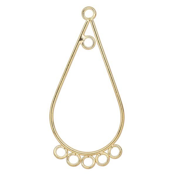 Focal, gold-plated steel, 35x16mm teardrop with 6 loops. Sold per pkg of 10. image number 0