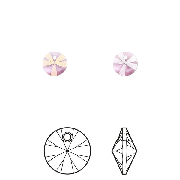Drop 720pk dark rose, Swarovski® 6mm pendant mini disk 6428 image number 0