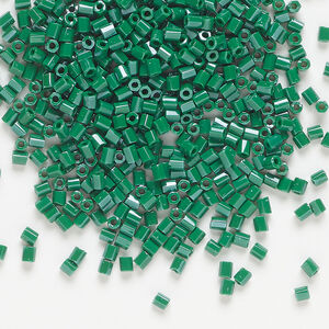 Seed bead, Dyna-Mites&trade;, glass, 1pkg1/2kg, #11 2-cut hex, opaque luster pine green (774L 11/0 2CUT)