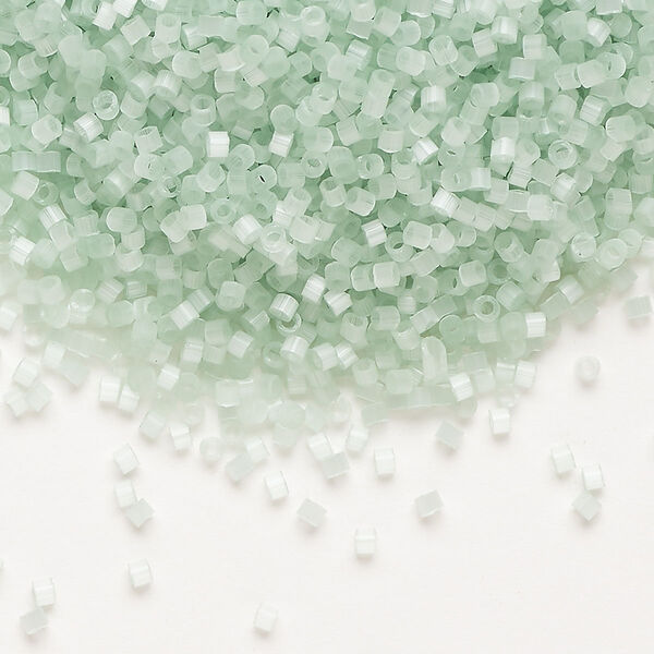 Seed bead, Delica®, glass, pkg/50g, #11 round, opaque silk glass enamel mint green (DB-0828-1). image number 0