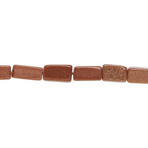 Bead 1pkg1, brown goldstone (glass) (man-made), 8x4mm-10x5mm square tube, 12 inch.