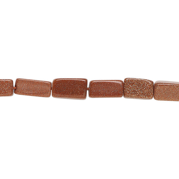 Bead 1pkg1, brown goldstone (glass) (man-made), 8x4mm-10x5mm square tube, 12 inch. image number 0