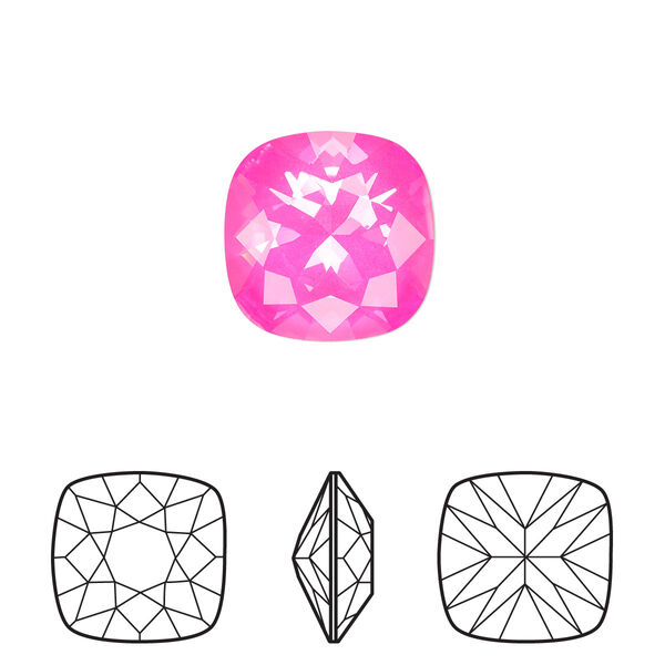 Fancy stone 1pk crystal electric pink ignite LacquerPRO, Crystal Passions® 12mm cushion 4470 image number 0