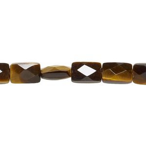 Tigereye 1pkg1, faceted rectangle bead natural 15.5-16 inch 9x6mm