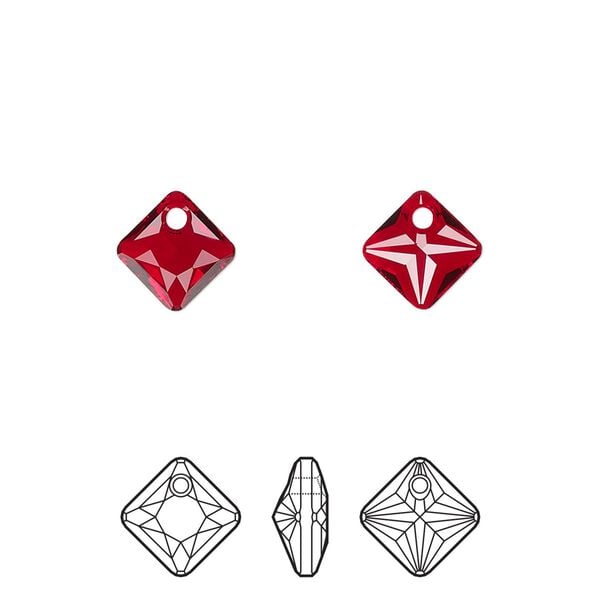 Drop 4pk Siam, Crystal Passions® 9mm pendant princess cut 6431 image number 0
