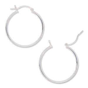 Earring hoop 1pkg2 sterling silver-filled, 30mm round / 2mm wide / latch-back, 1 pair