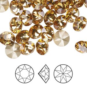 Chaton 6pk golden topaz foil back, Crystal Passions® 8.16-8.41mm round SS39 1088