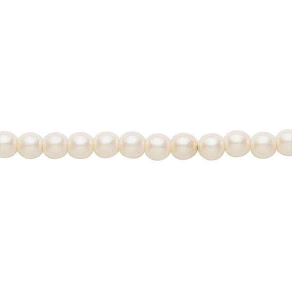 Bead, Czech pearl-coated glass druk, opaque iridescent light cream, 4mm round. Sold per 15-1/2" to 16" strand. image number 0
