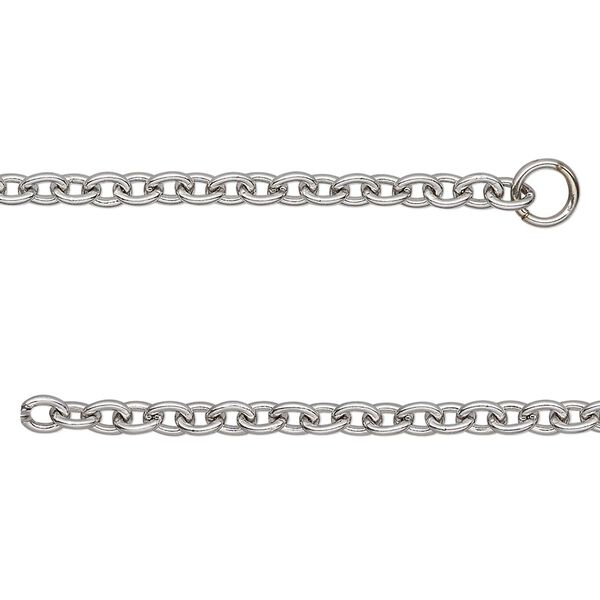 Chain, stainless steel, 3mm cable, 16 inches with 2-inch extender chain and lobster claw clasp. Sold individually. image number 0