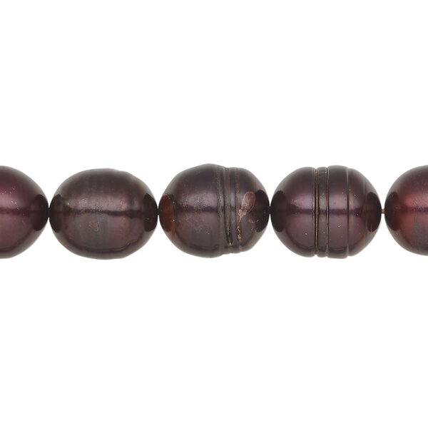 Freshwater pearl 1pkg1, rice, 15 inch black cherry 9-10mm cultured image number 0