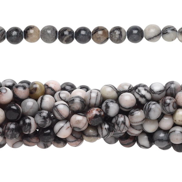 Bead, black silk stone (natural), 4mm round, C grade, Mohs hardness 4. Sold per pkg of (10) 15-1/2" to 16" strands. image number 0