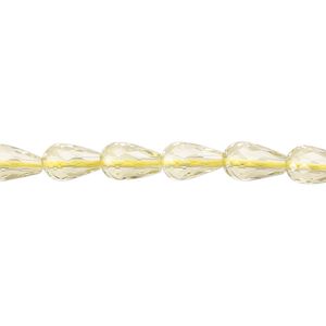 Lemon quartz 1pkg1, hand-cut micro-faceted teardrop bead 15 inch 7x5mm-8x5mm