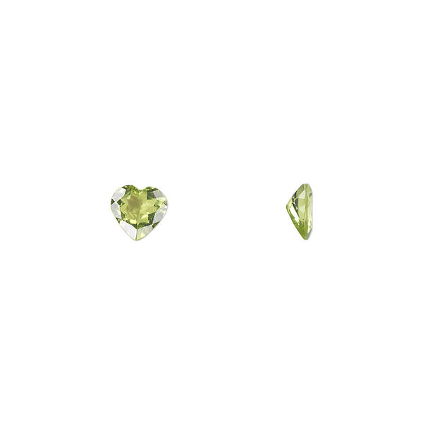 Gem, peridot (natural), 6x6mm faceted heart, A grade, Mohs hardness 6-1/2 to 7. Sold individually. image number 0