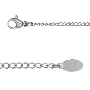 Chain 1pkg1 curb, 1.9mm / lobster claw clasp, stainless steel 24 inch