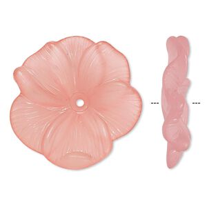 Component, acrylic, frosted pink, 31x6mm flower. Sold per pkg of 6.
