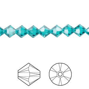 Bead 24pk blue zircon, Crystal Passions® 6mm bicone 5328