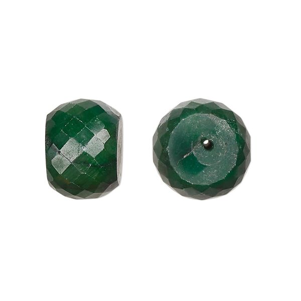 Emerald 1pkg2, hand-cut faceted rondelle bead 13x10mm-18x13mm image number 0