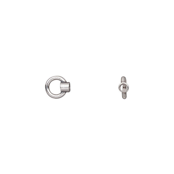 Crimp end, JBB Findings, antiqued sterling silver, 2.5x2mm tube with 5.5mm loop, 1.5mm hole. Sold per pkg of 2. image number 0
