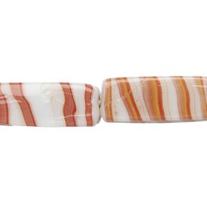 Bead, lampworked glass, opaque multicolored, 24x9mm-27x11mm square tube with stripes design and 2-3.5mm hole. Sold per 24-inch strand.