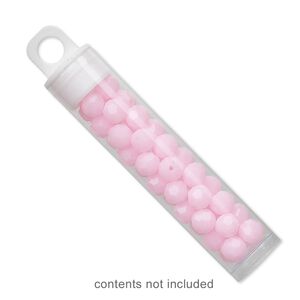 Vial, plastic, clear and white, 2-1/2 x 9/16 inch cylinder with hang tab. Sold per pkg of 10.