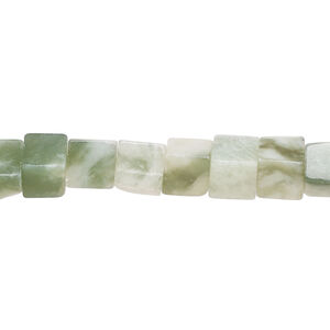 New "jade" 1pkg1, cube bead natural, 15 inch 5-7mm dark