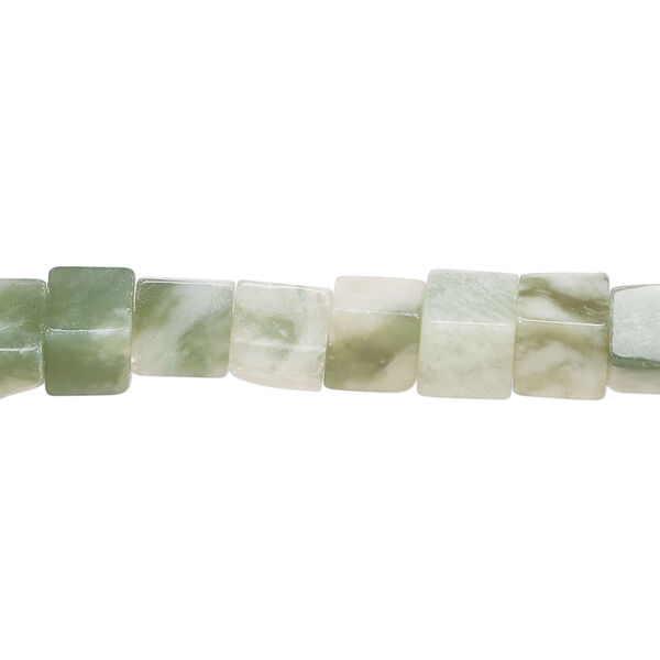 New "jade" 1pkg1, cube bead natural, 15 inch 5-7mm dark image number 0