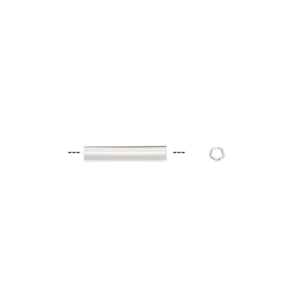 Bead, sterling silver, 12x2mm five-sided tube. Sold per pkg of 2. image number 0