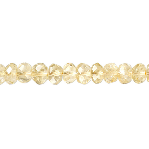Bead, citrine and quartz crystal (natural / dyed / heated), 6x3mm-7x5mm hand-cut faceted rondelle, C grade, Mohs hardness 7. Sold per 14-inch strand. image number 0