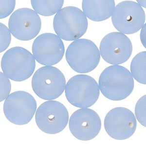 Bead, lampworked glass, translucent matte light sky blue, 10mm round. Sold per 2-ounce pkg, approximately 45 beads.