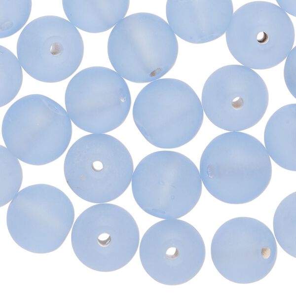 Bead, lampworked glass, translucent matte light sky blue, 10mm round. Sold per 2-ounce pkg, approximately 45 beads. image number 0