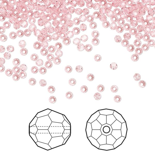 Bead 1440pk light rose, Swarovski® 2mm round 5000 image number 0