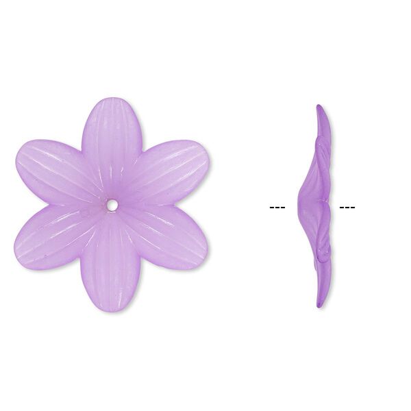 Component, acrylic, frosted violet, 48x7mm flower. Sold per pkg of 10. image number 0