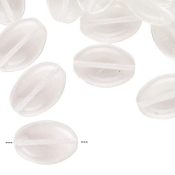 Bead, Czech pressed glass, translucent clear, 16x11mm puffed marquise. Sold per 2-ounce pkg, approximately 45 beads. image number 0