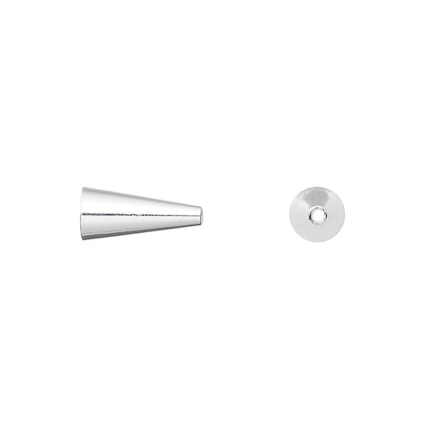 Cone, silver-plated brass, 12x5mm. Sold per pkg of 10. image number 0