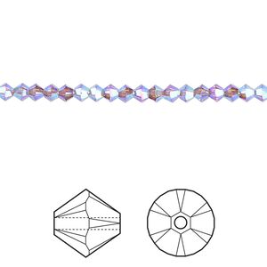 Bead 48pk iris AB 2X, Crystal Passions® 3mm bicone 5328