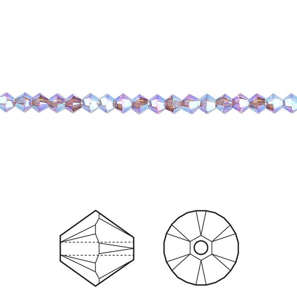 Bead 48pk iris AB 2X, Crystal Passions® 3mm bicone 5328 image number 0