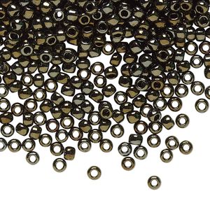 Seed bead, TOHO BEADS®, glass, pkg/7.5g, #8 round, opaque metallic iris brown (TR-08-83).